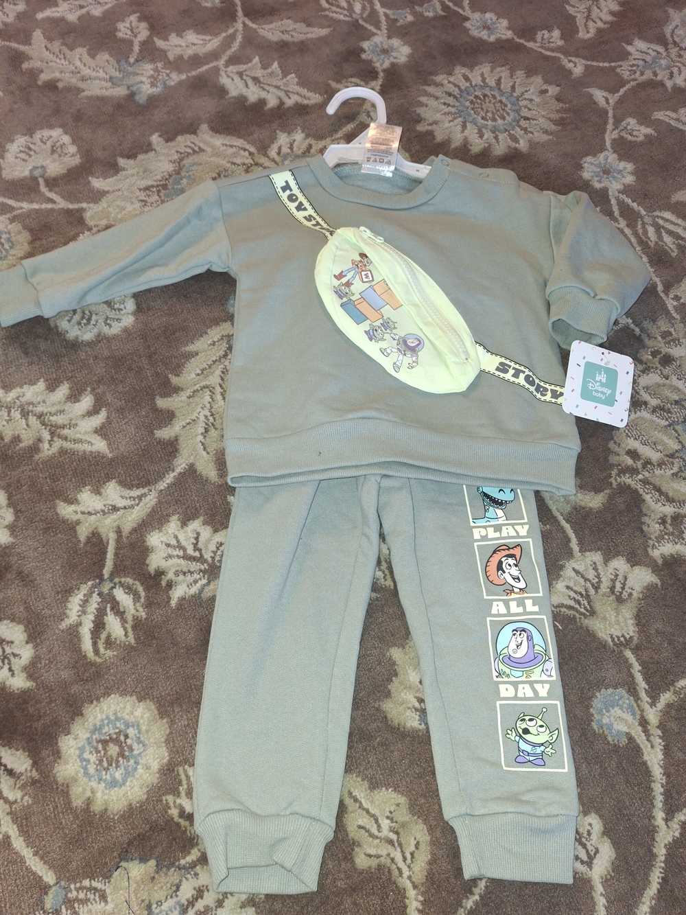 NWT Disney Baby Toy Story 2-Piece Sage Green Sweatshirt & Jogger Set
